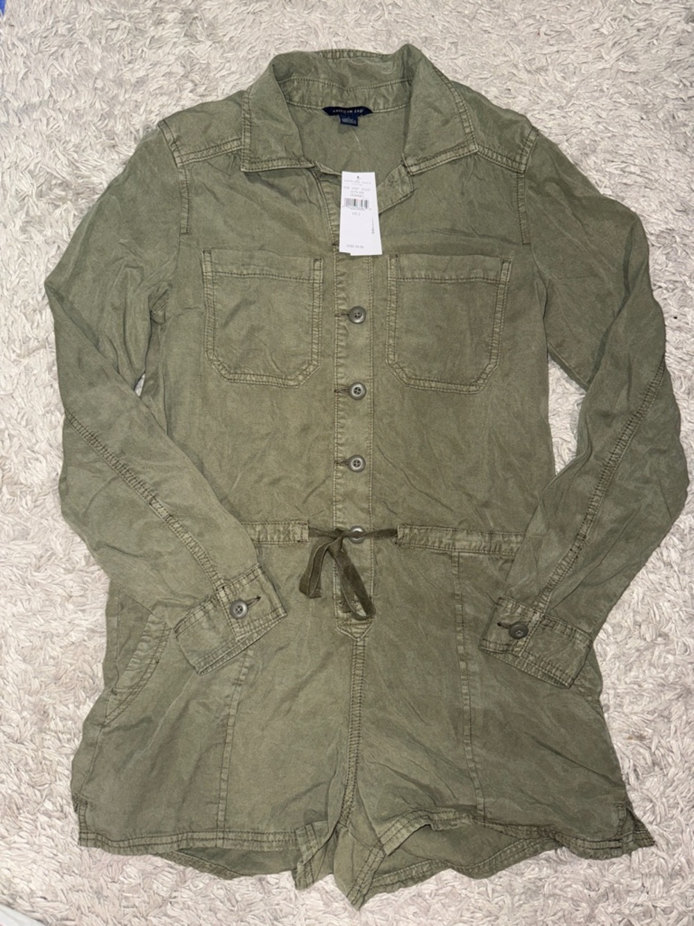 Olive Green Utility Romper - Women